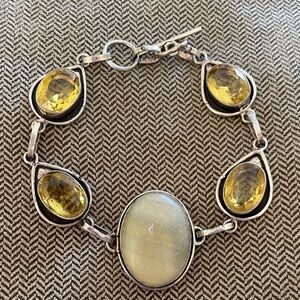 Sterling Silver, Citrine, Chalcedony Bracelet
